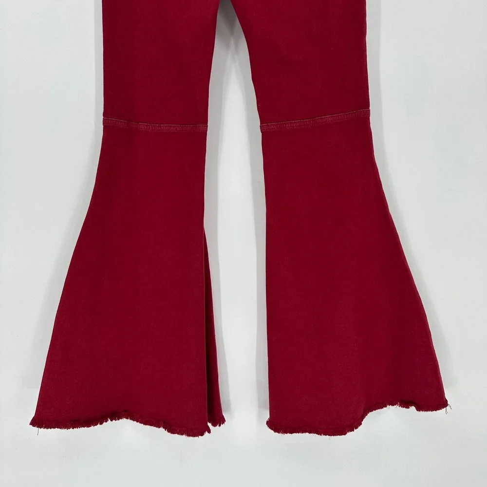 NEW Lucky & Blessed High Rise Flare Bell Bottom Maroon Red Jeans Western Boho 8‎